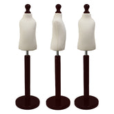 Children Kids Age 1 year Tailors Dummy Mannequin, Cream Torso Bust with a Dark Wood Round Base